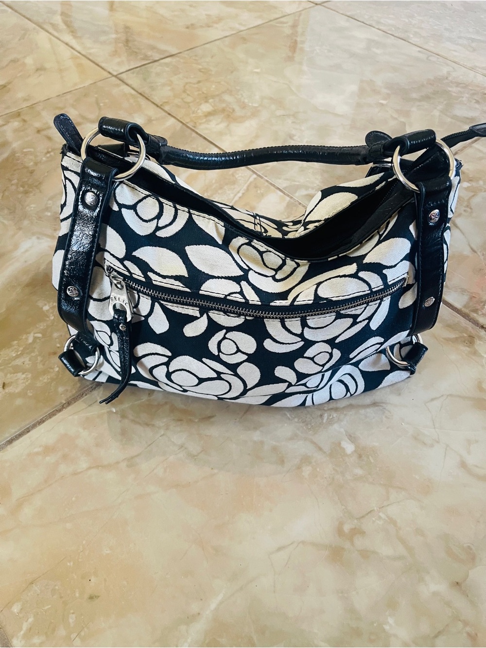 Y2K Black and White Floral Shoulder Bag - Women Bags
